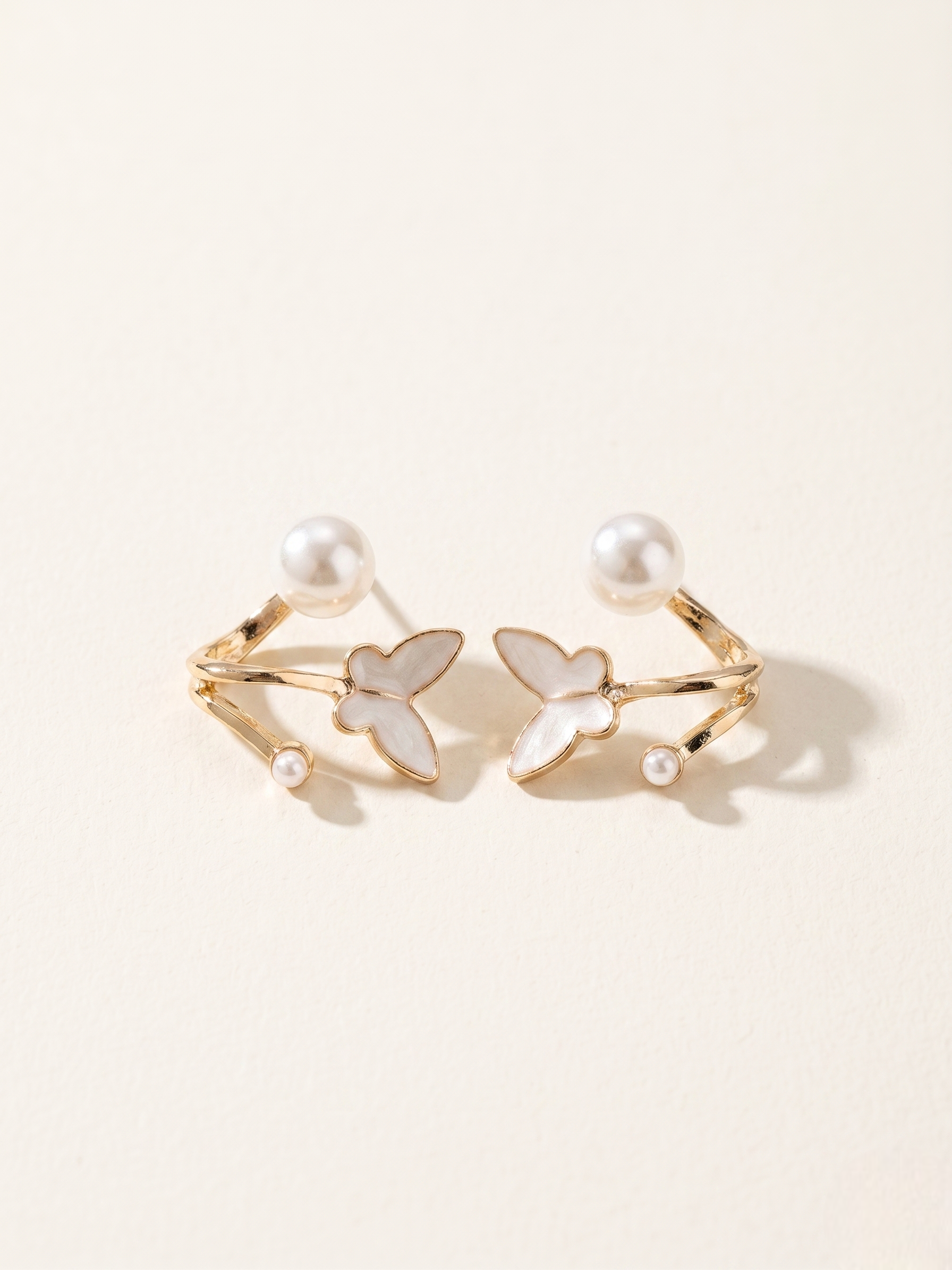 Butterfly Pearl Cuff Earrings
