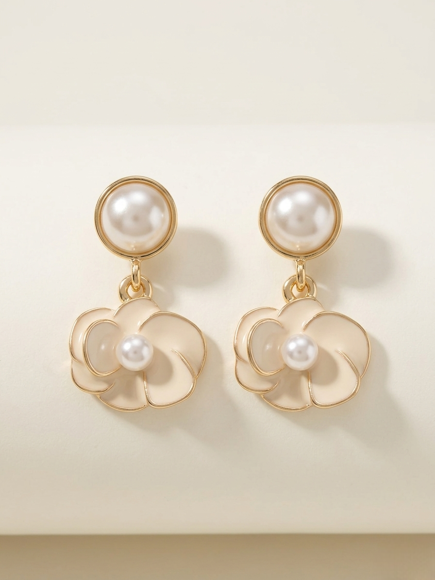 Camellia Pearl Blossom Earrings