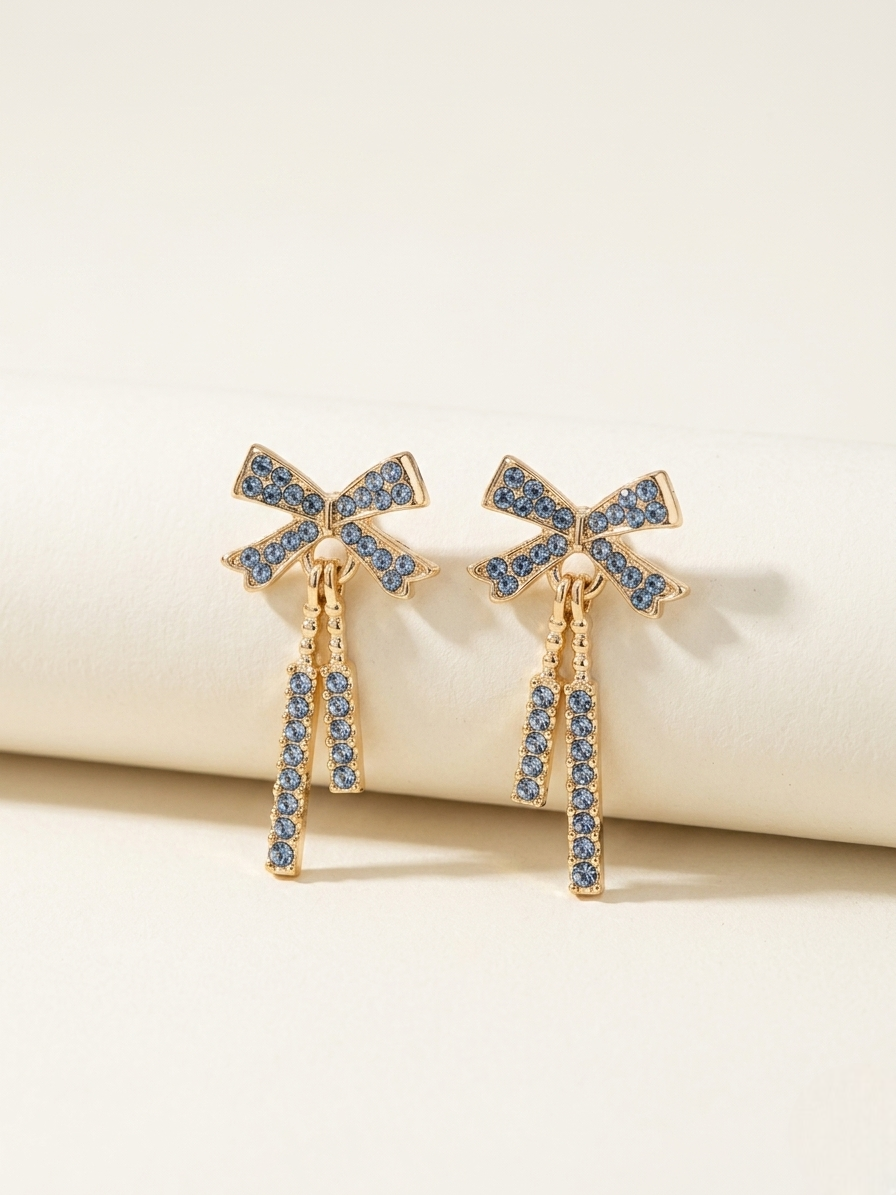 Celeste Bow Crystal Drop Earrings