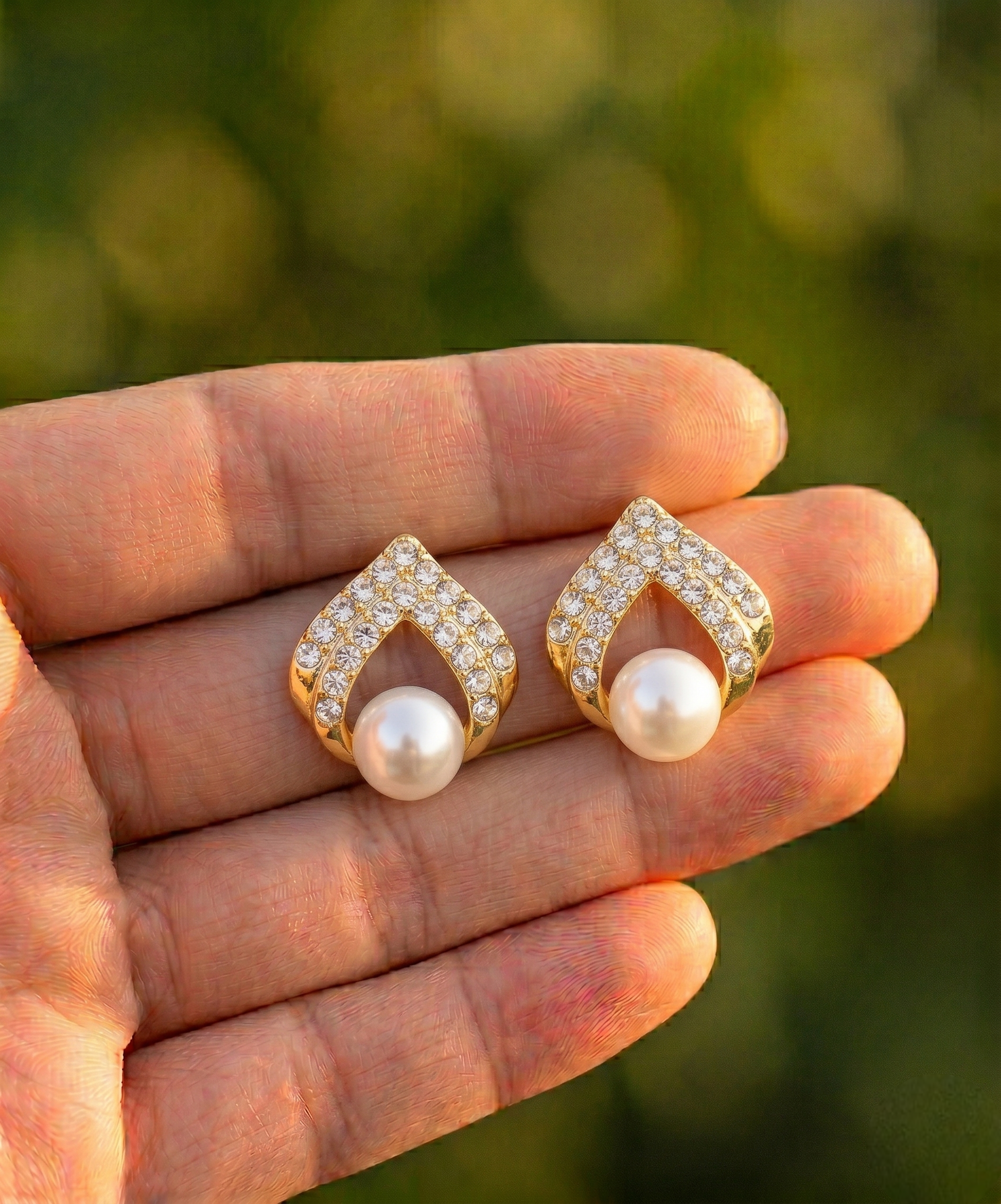 Royal Pearl Halo Stud Earrings