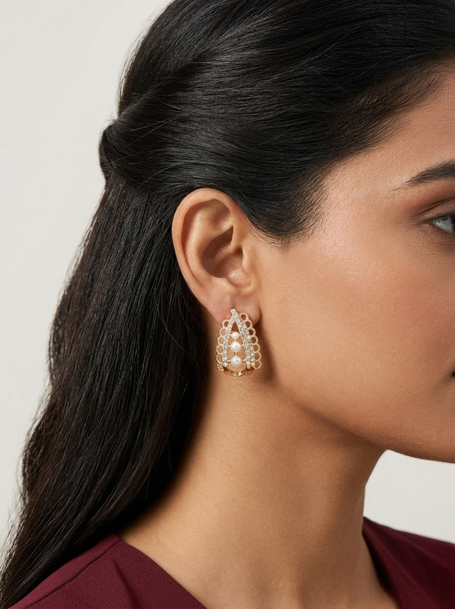 Victorian Pearl Crystal Earrings