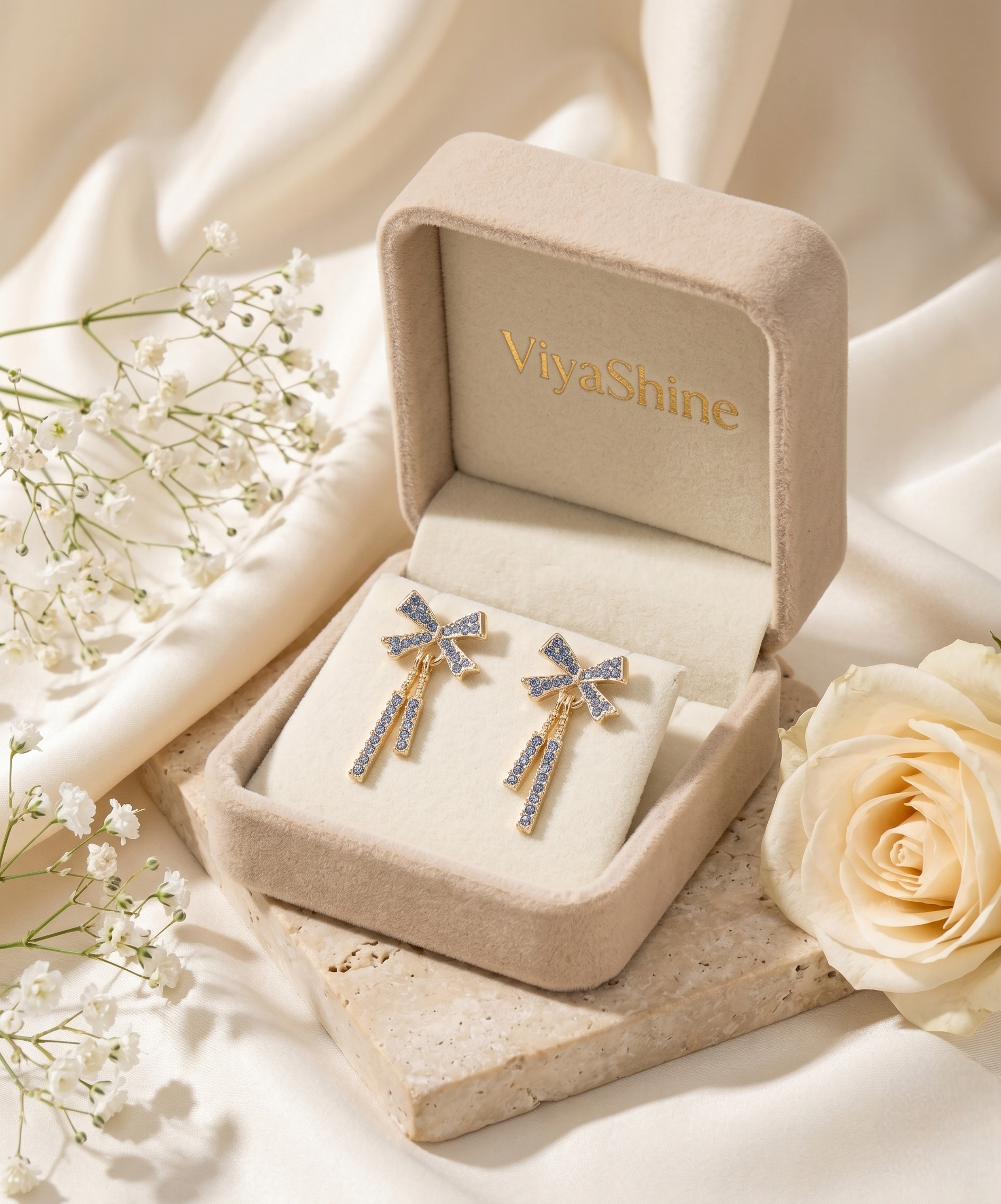 Celeste Bow Crystal Drop Earrings
