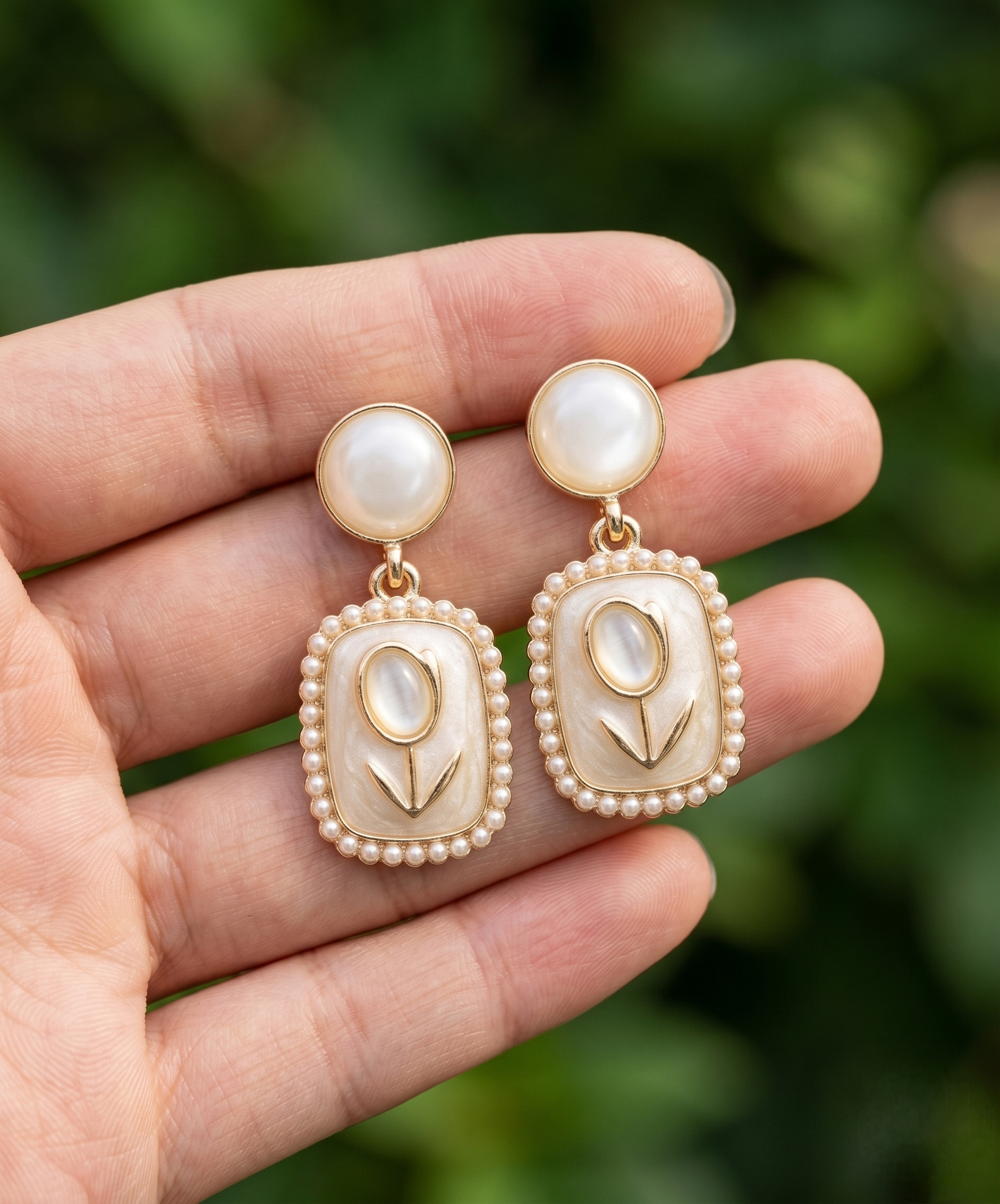 Pearl Bloom Vintage Drop Earrings