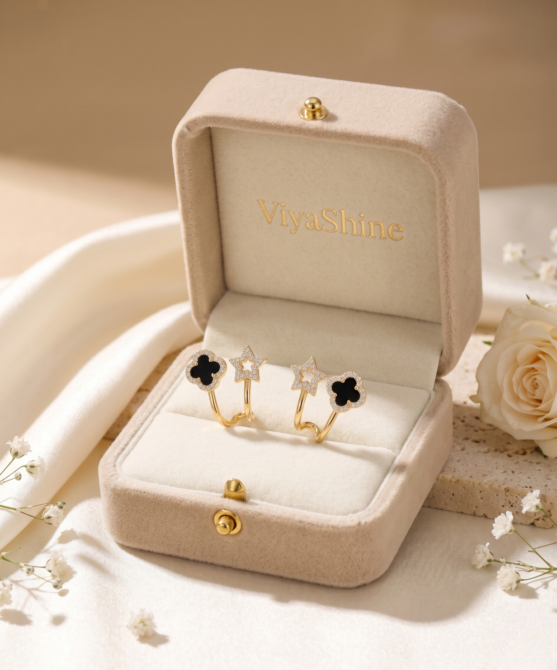 Midnight Star Clover Earrings
