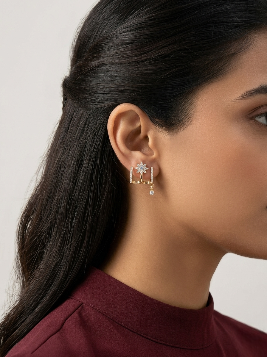 Snowflake Spark Crystal Drop Earrings