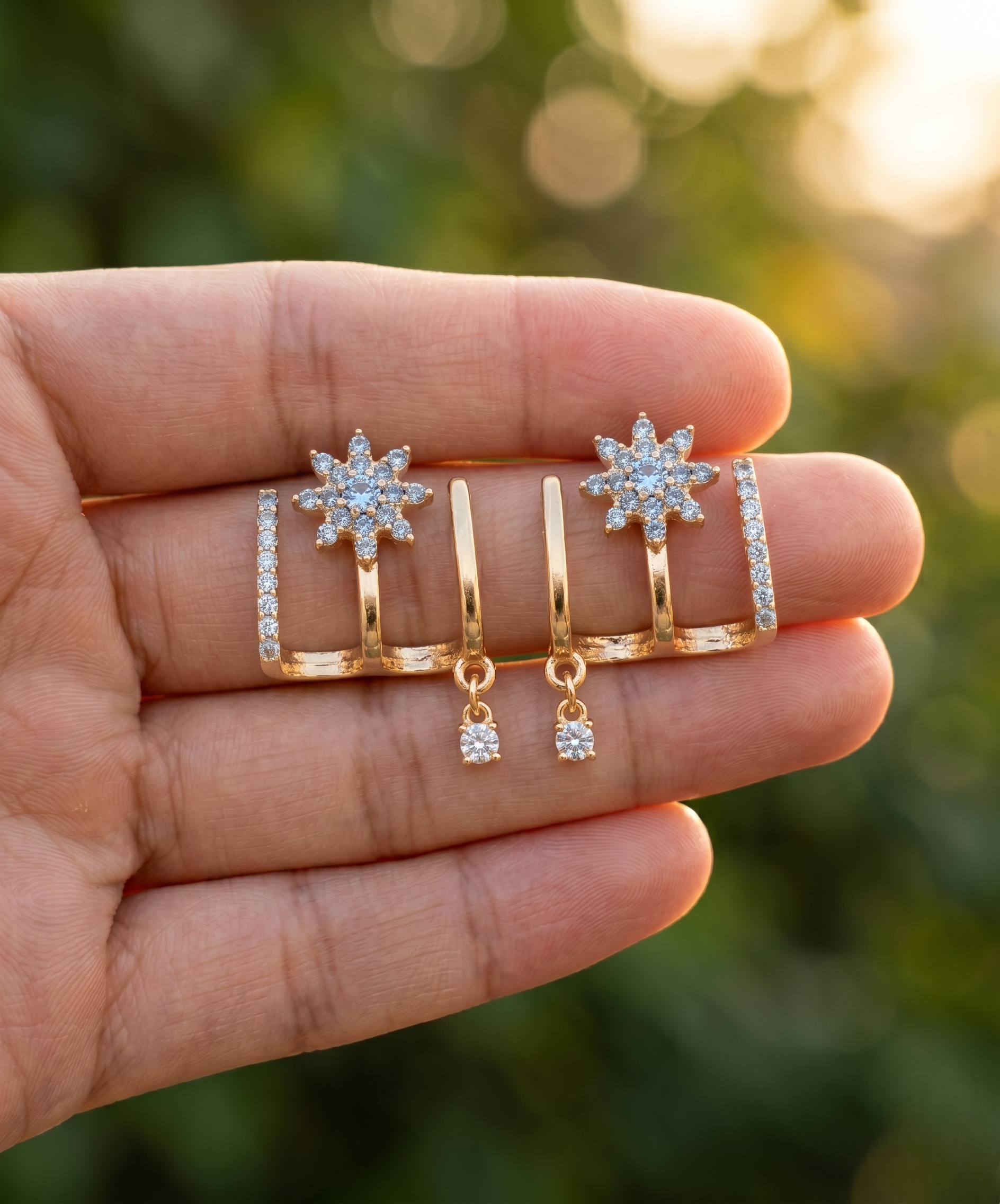 Snowflake Spark Crystal Drop Earrings
