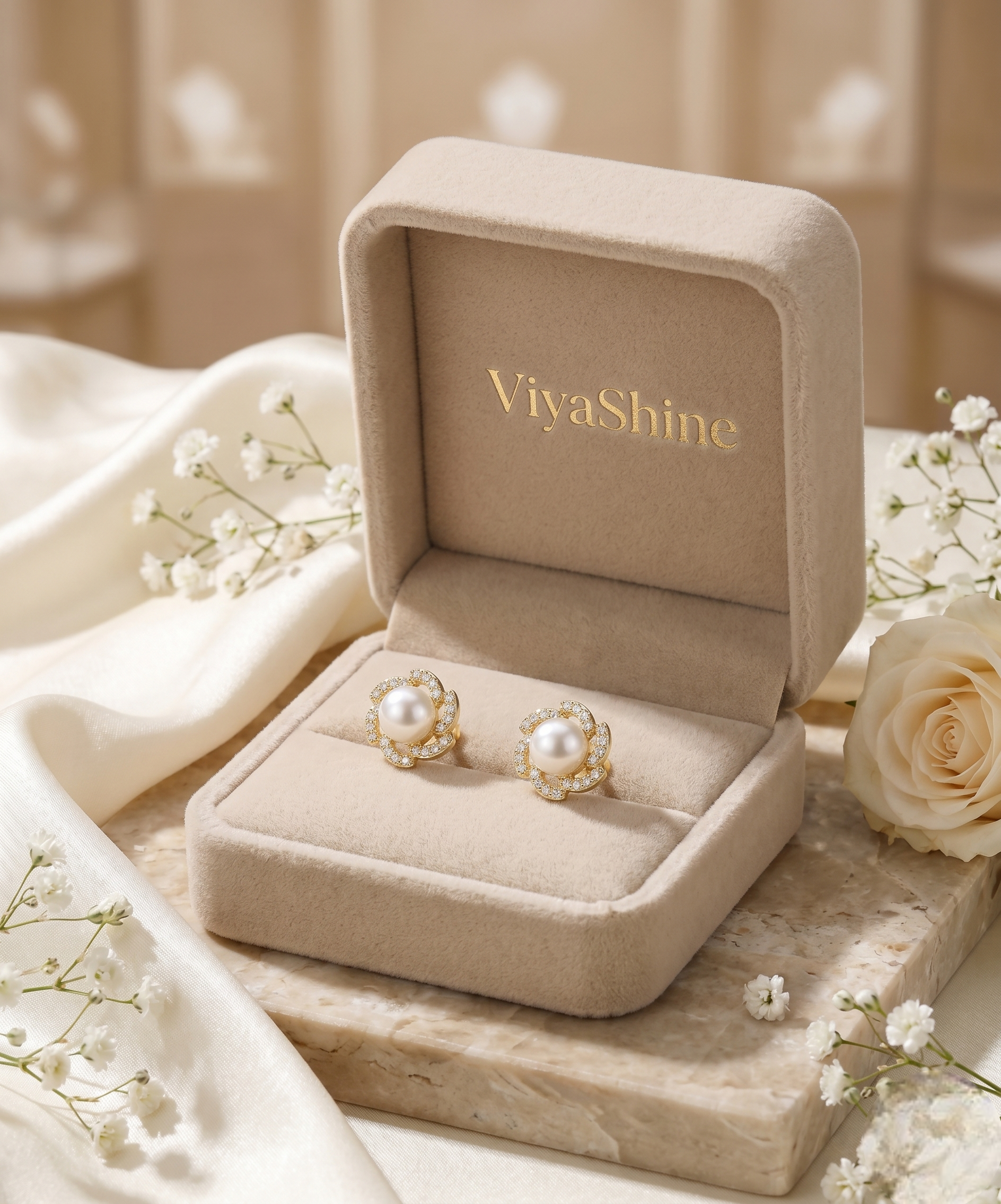 Gold-Tone Pearl Earrings