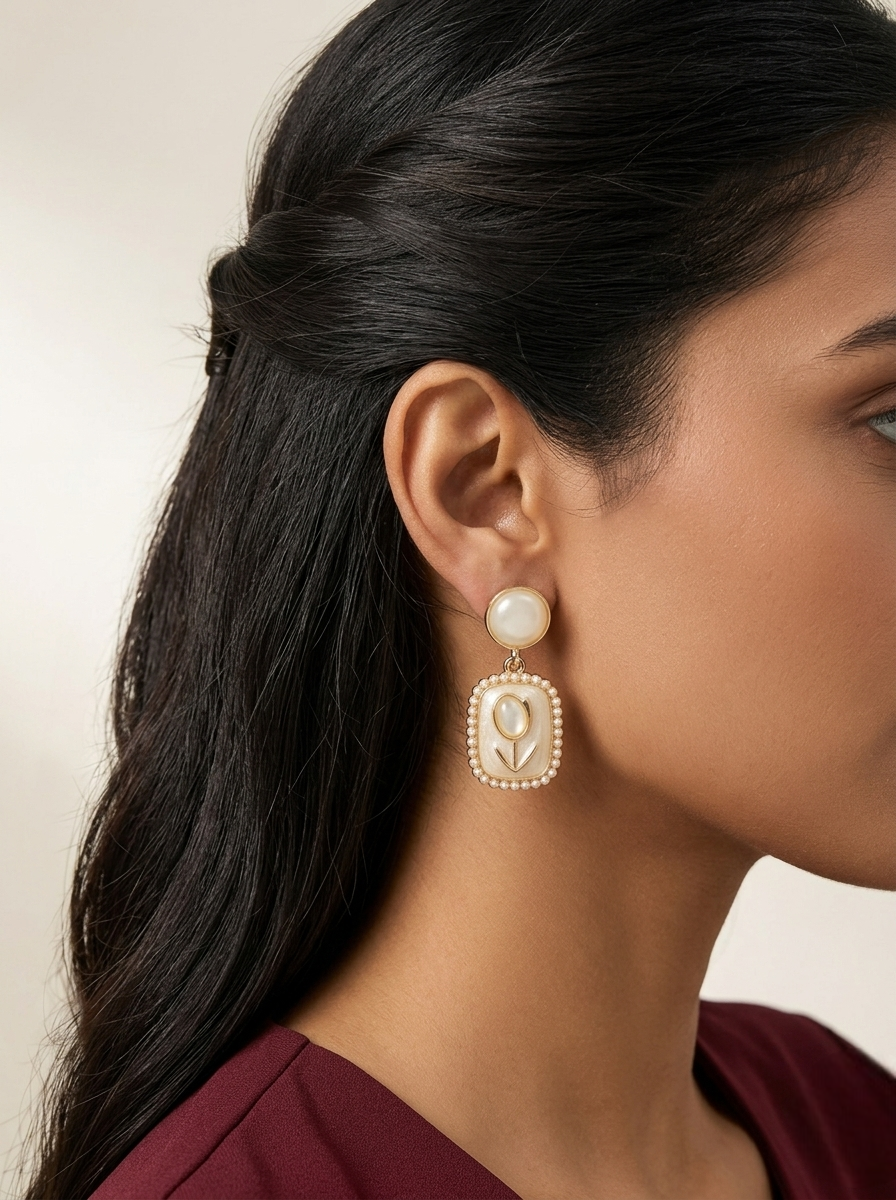 Pearl Bloom Vintage Drop Earrings