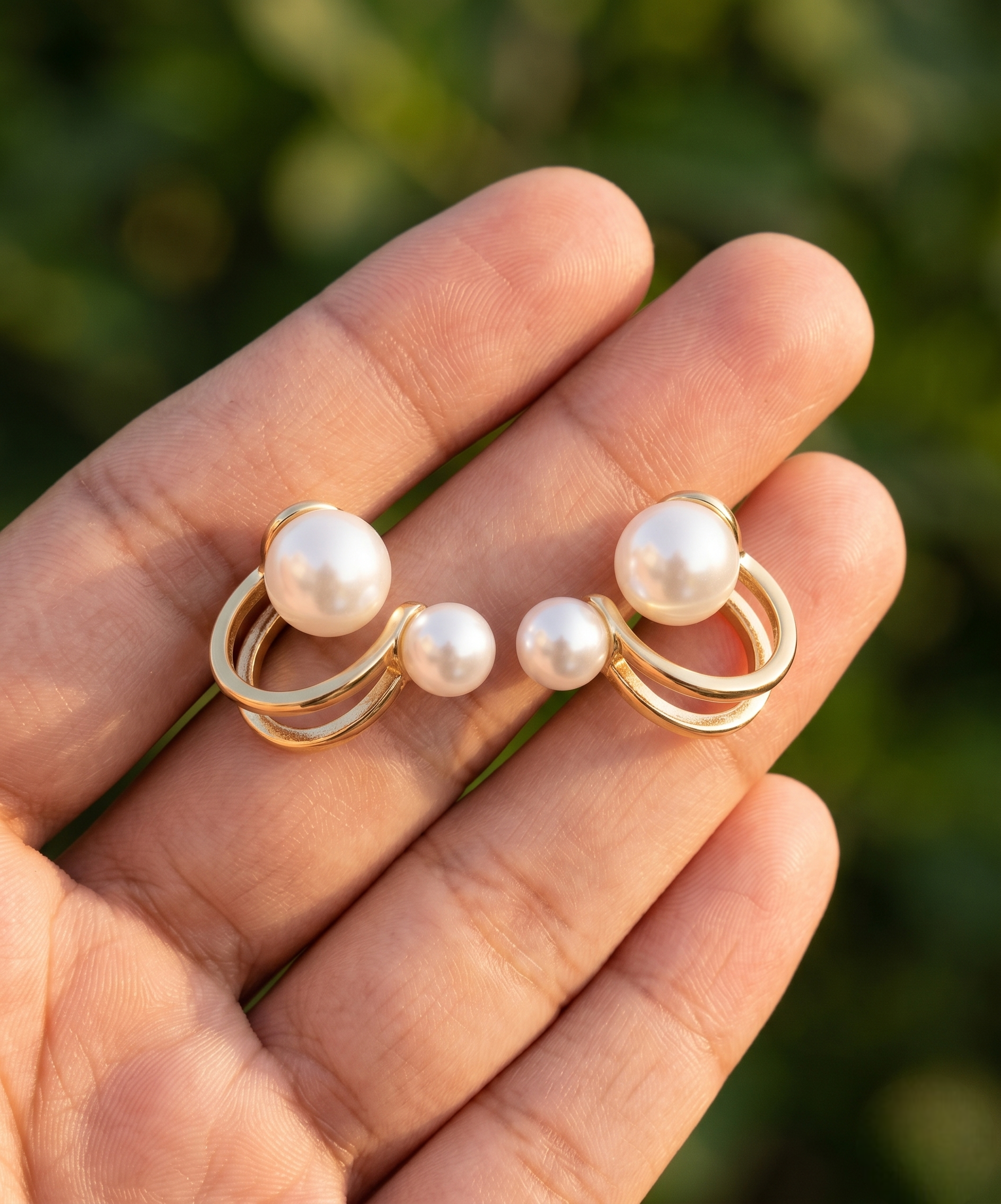 Luna Twin Pearl Loop Earrings