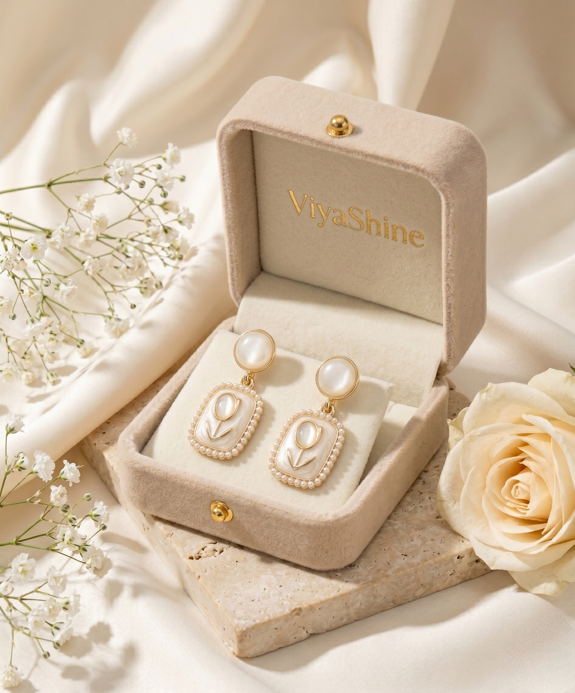 Pearl Bloom Vintage Drop Earrings