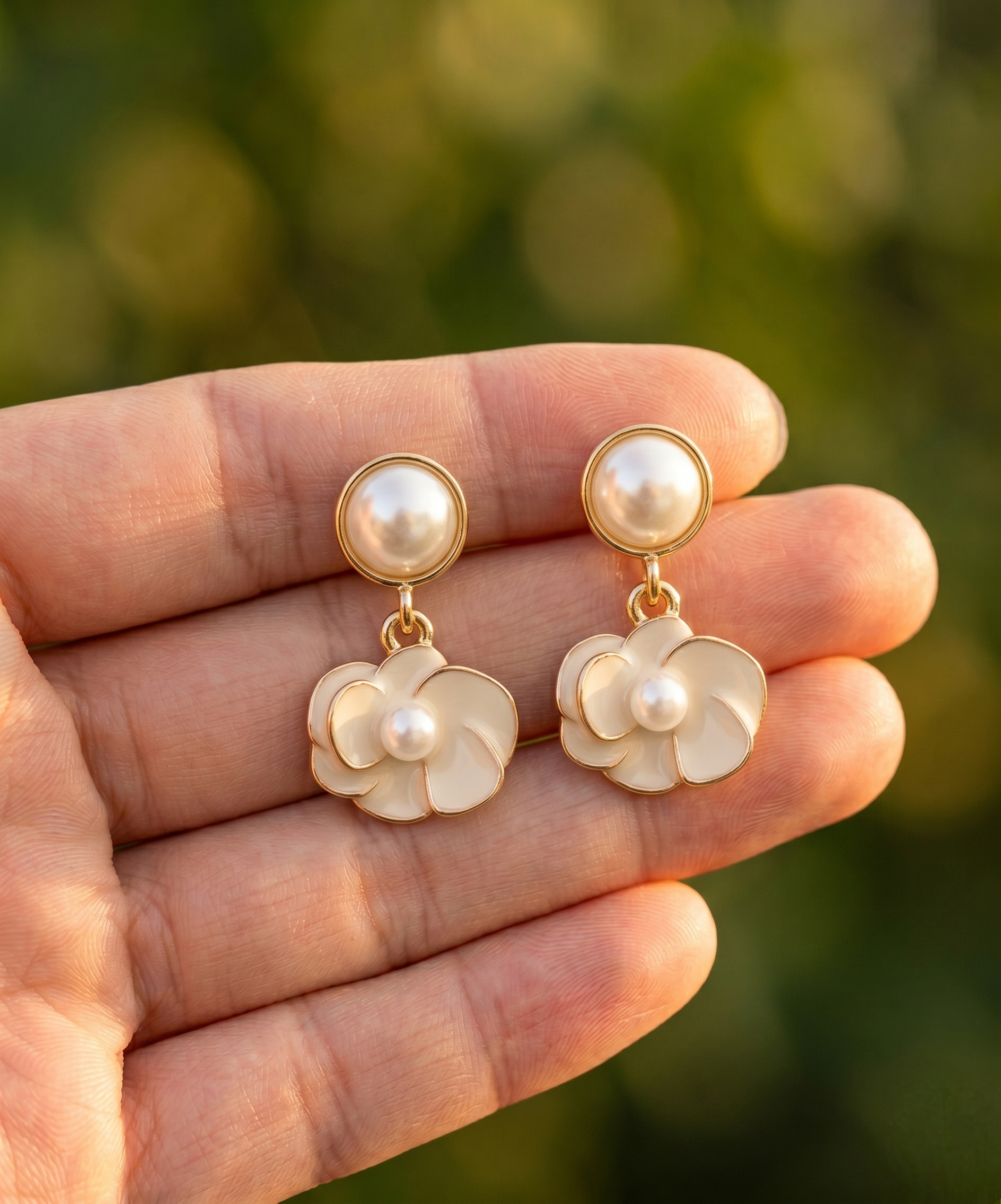 Camellia Pearl Blossom Earrings