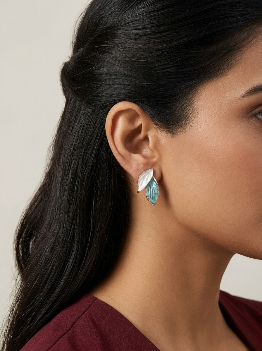 Dual Petal Leaf Stud Earrings