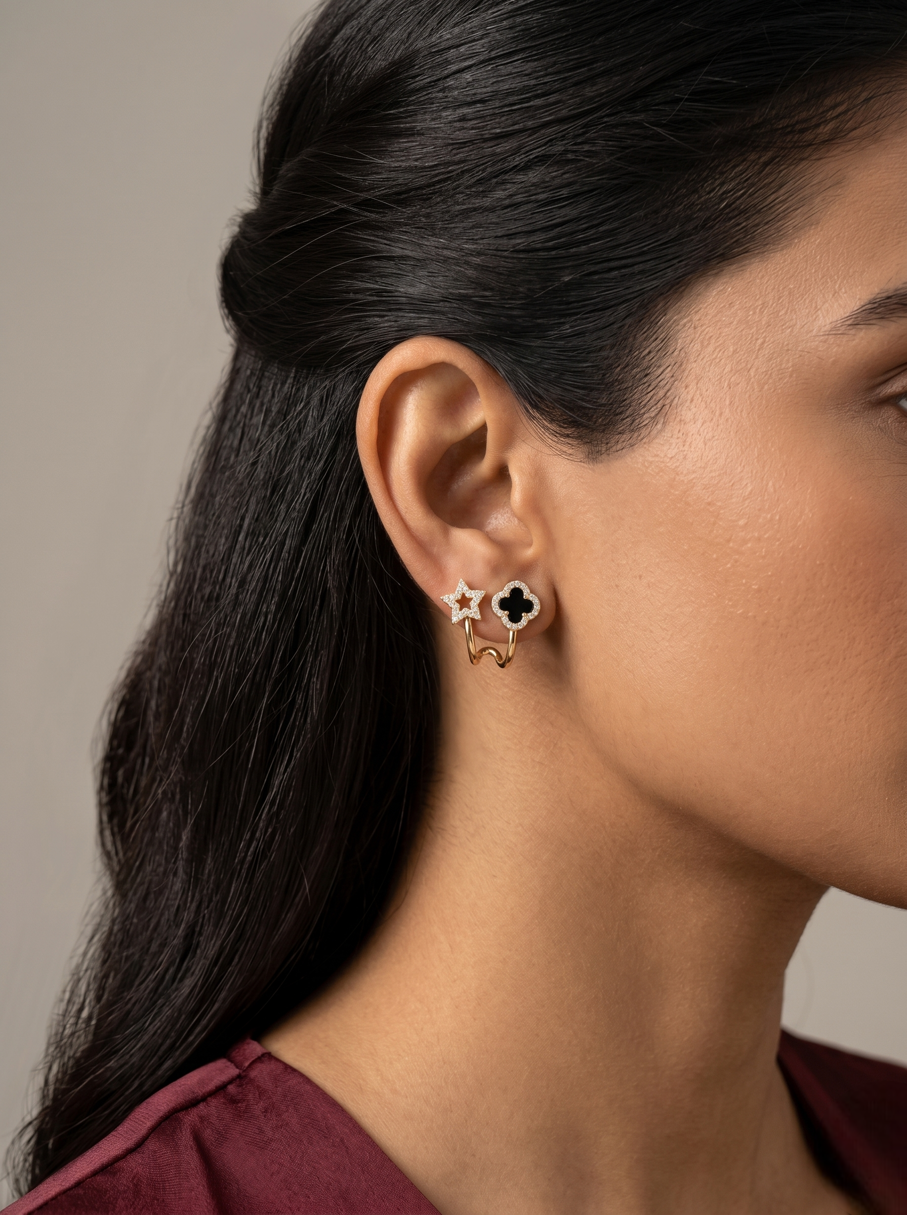 Midnight Star Clover Earrings