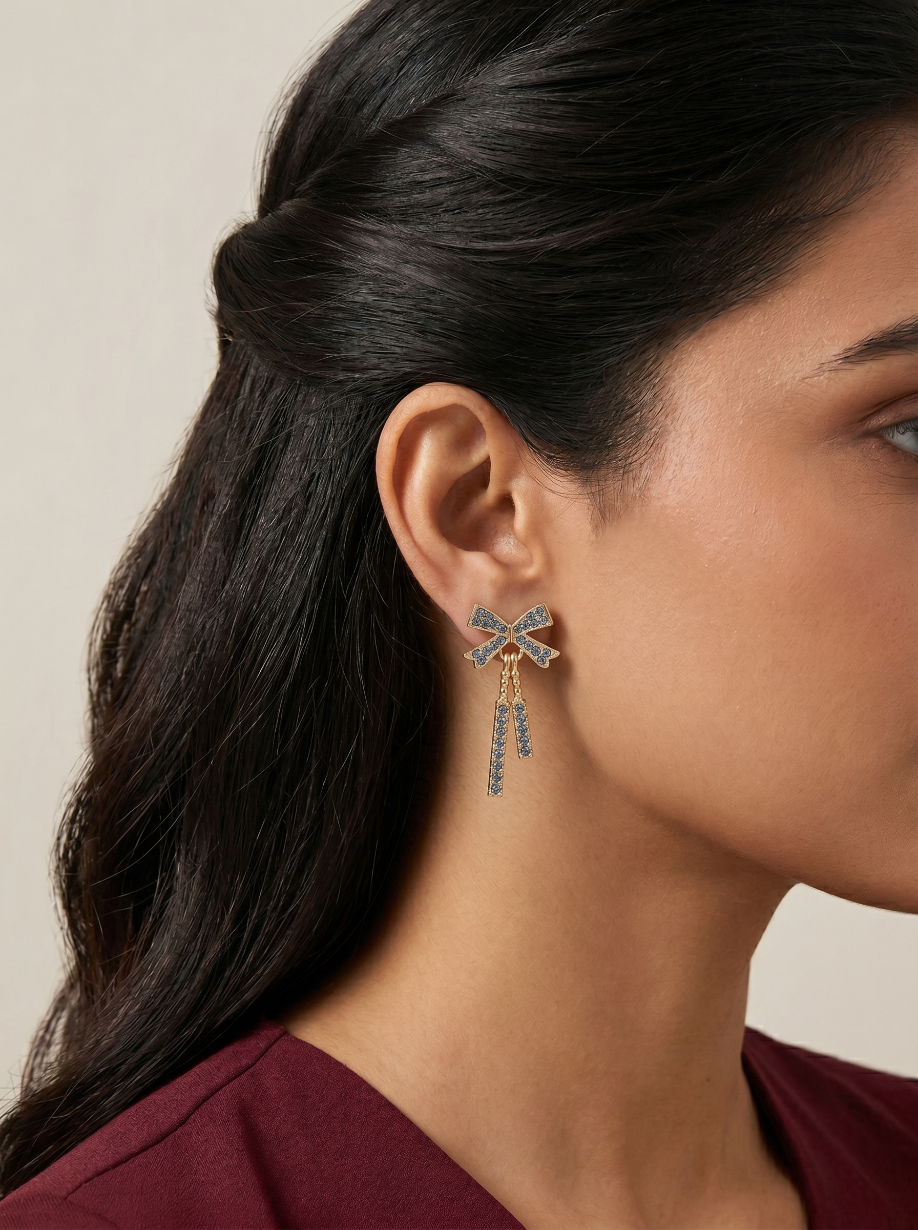 Celeste Bow Crystal Drop Earrings