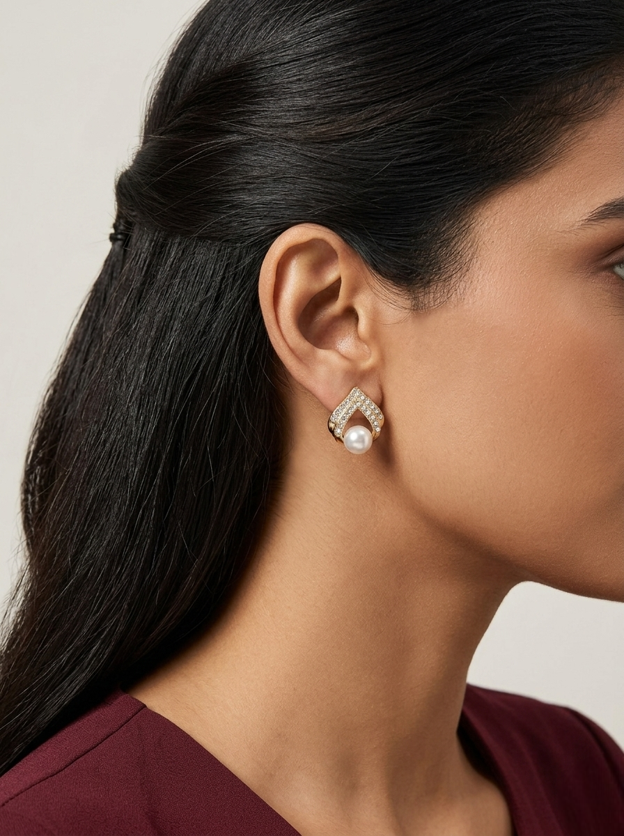 Royal Pearl Halo Stud Earrings