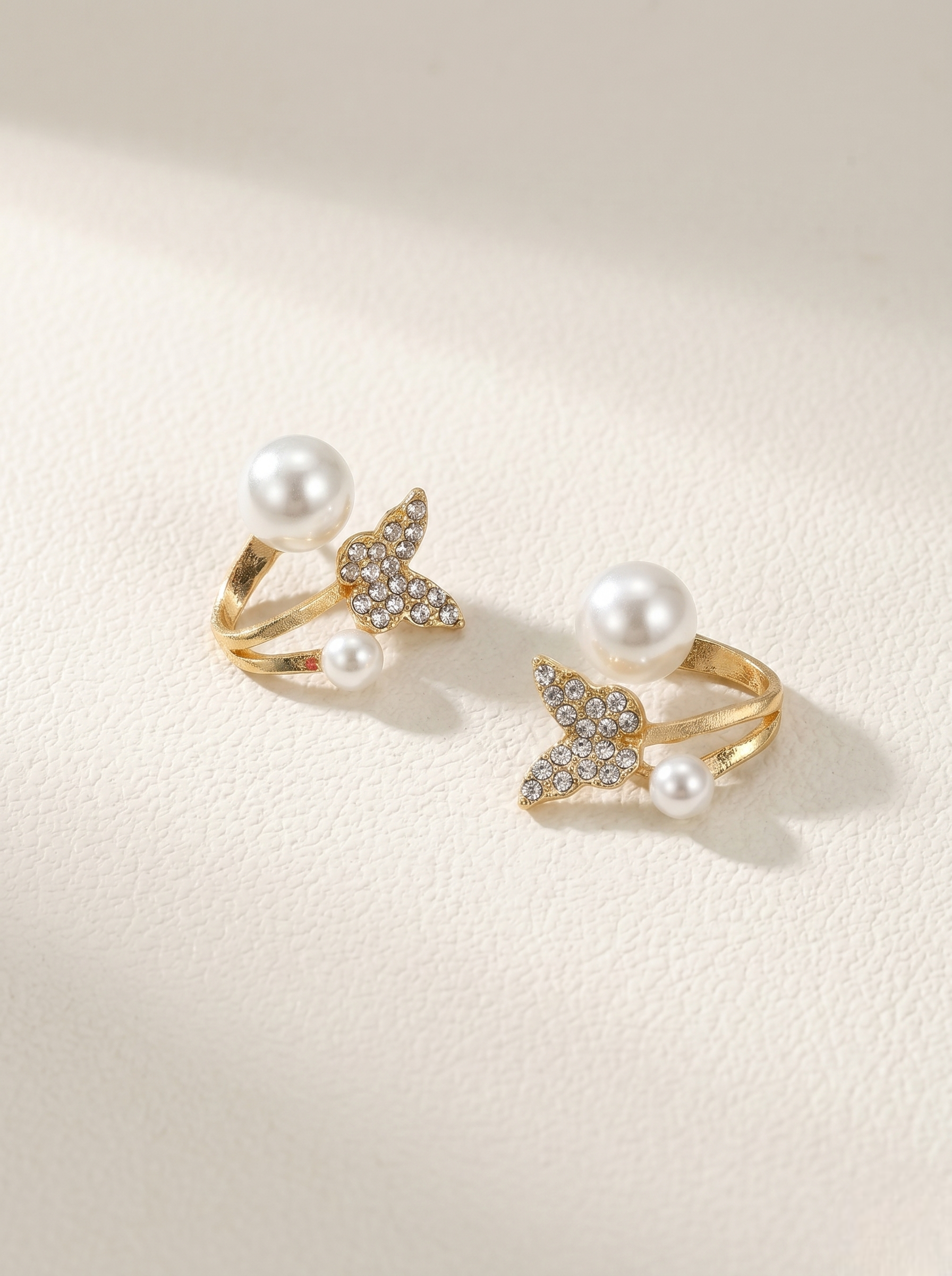 Celeste Butterfly Pearl Cuff Earrings