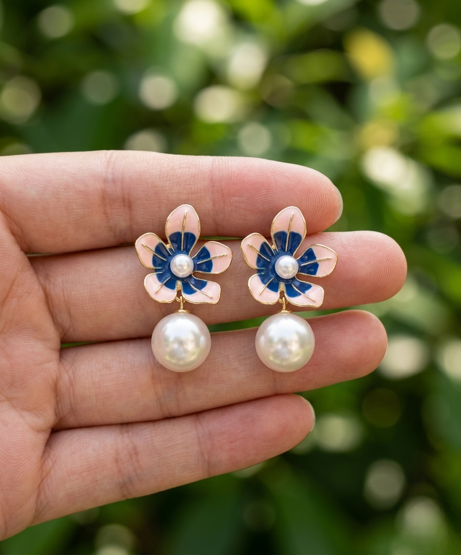 Rosabelle Pearl Flower Earrings