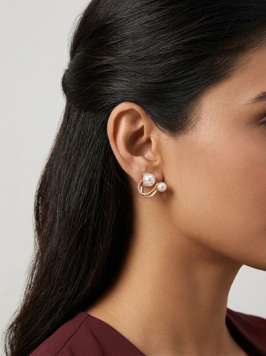 Luna Twin Pearl Loop Earrings