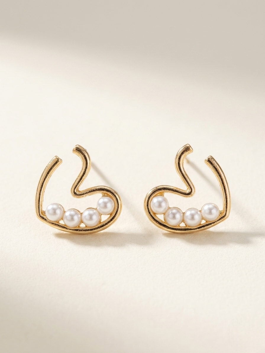 Golden Wave Pearl Earrings