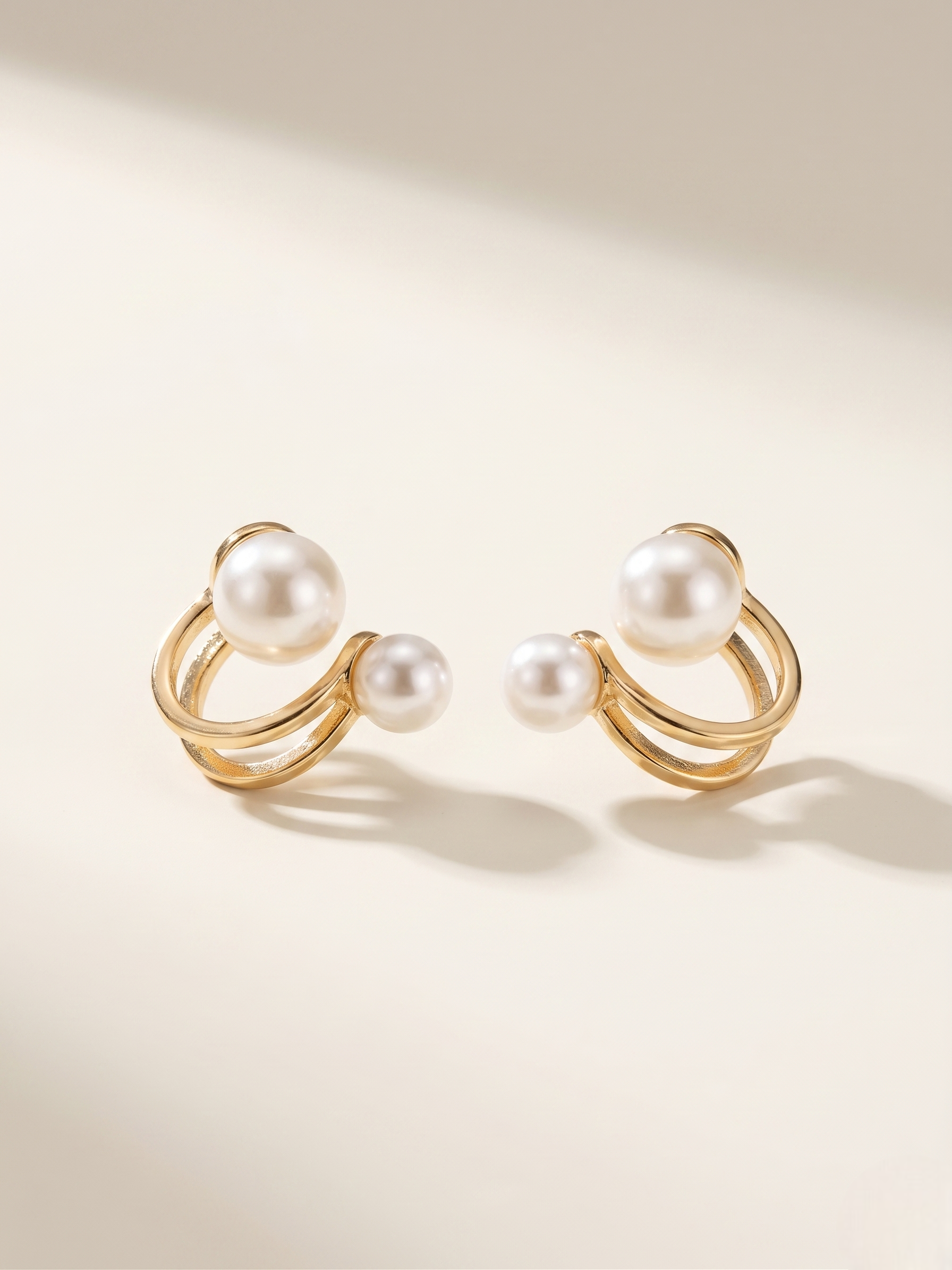 Luna Twin Pearl Loop Earrings