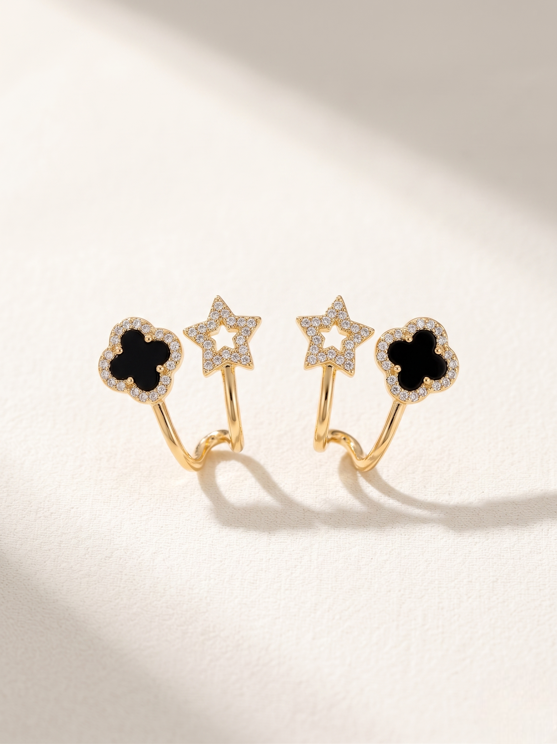 Midnight Star Clover Earrings