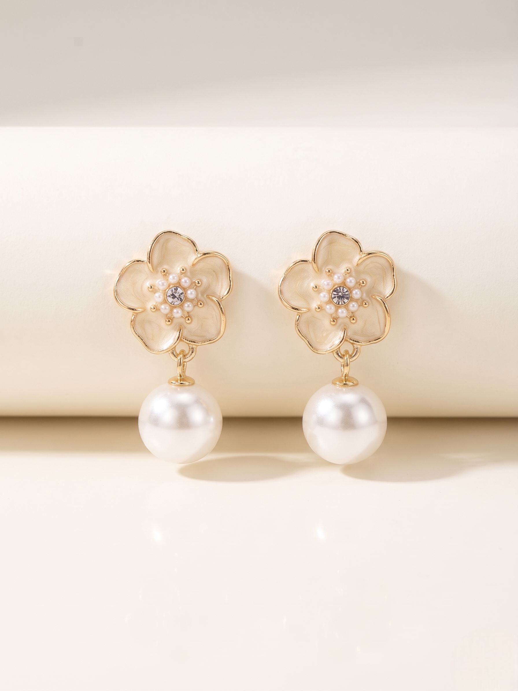 Moonflower Pearl Charm Earrings