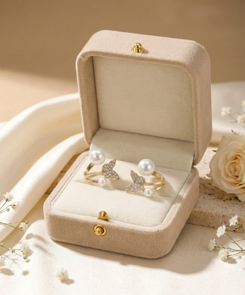 Celeste Butterfly Pearl Cuff Earrings